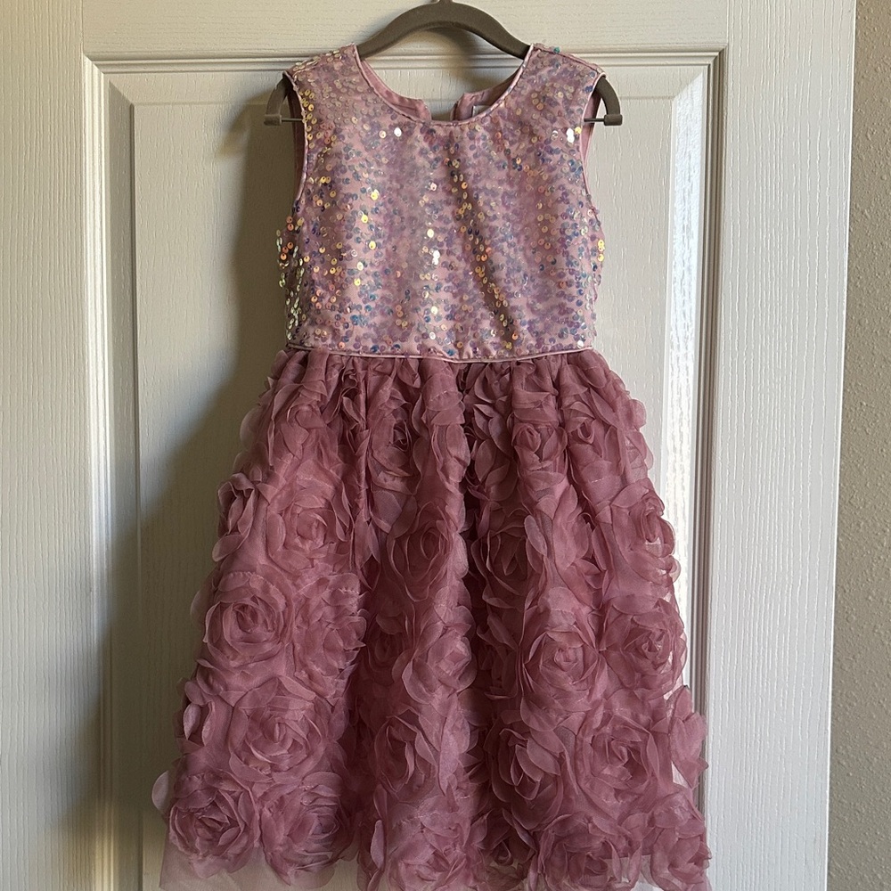 Girls Size 6 Blush Pink Sequin Party Dress